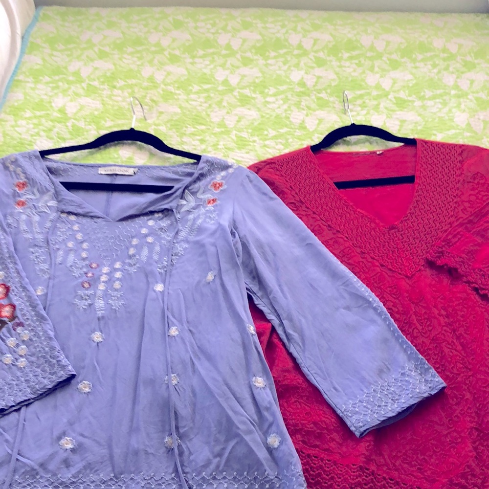 Two heavily embroidered tops from boutique in Cabo (both for the one price)